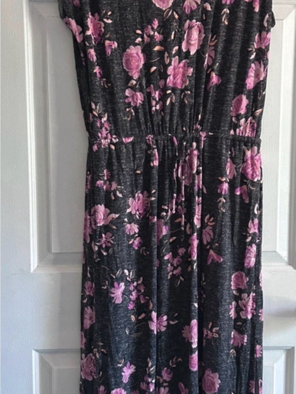 Maurices Black Maxi Dress with Pink Floral Print